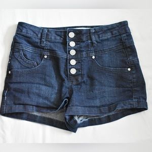 RSQ Women's Size 5 w25 Dark Blue Denim Newport High Rise Button-fly Jean Shorts